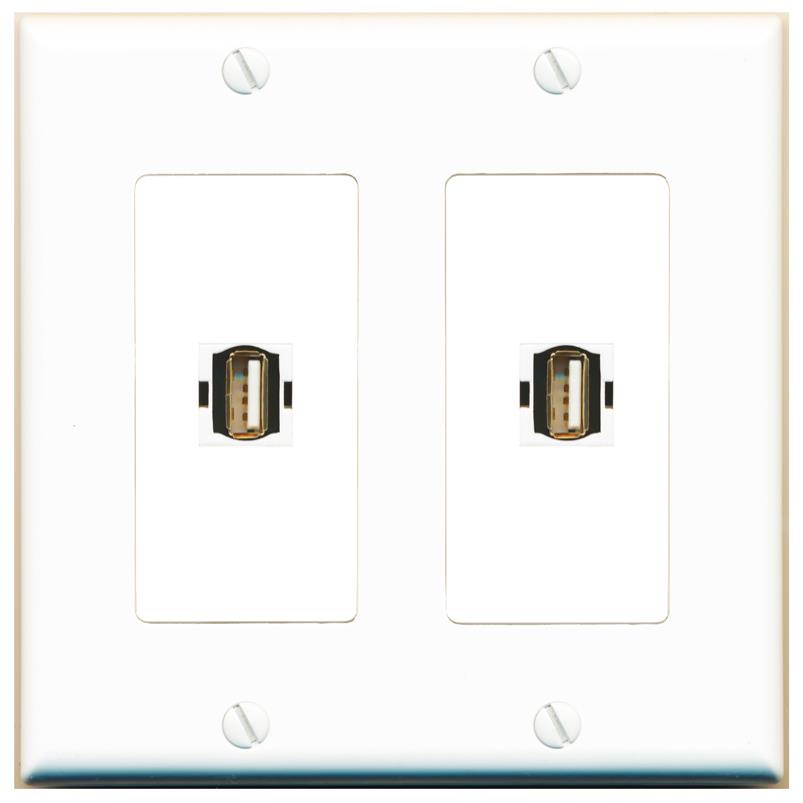 2 USB2 Wall Plate [White]