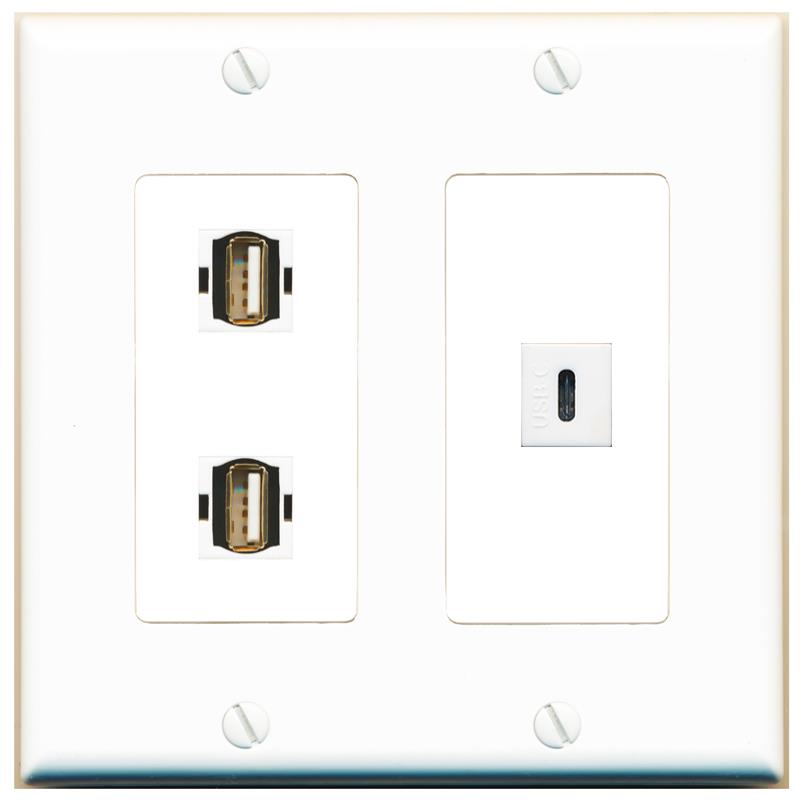 2 USB2 USBC Wall Plate [White]