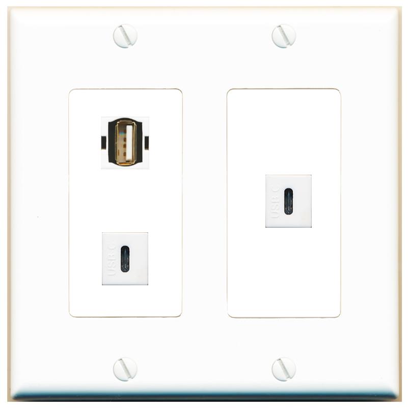USB2 2 USBC Wall Plate [White]
