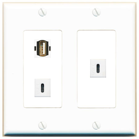 USB2 2 USBC Wall Plate [White]