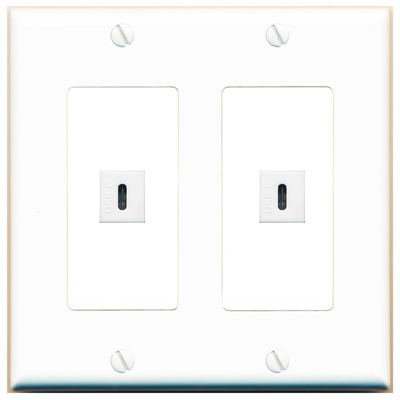 2 USBC Wall Plate [White]