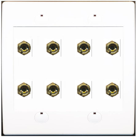 RiteAV 8 Banana 4 Speaker Surround 2 Gang Coupler Binding Post Wall Plate 3 Pack