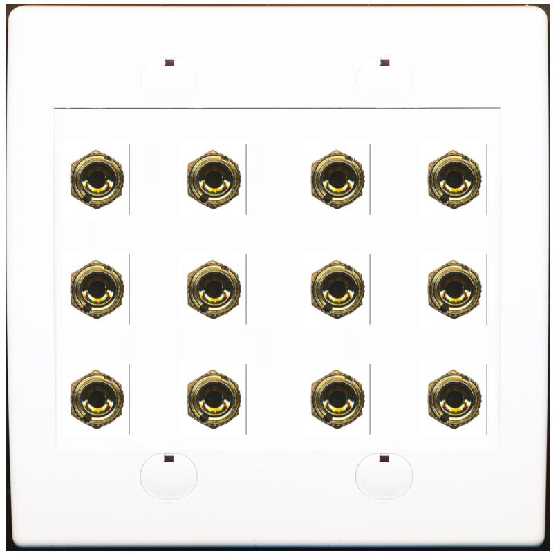 RiteAV 12 Banana 6 Speaker Surround F/F Coupler Binding Post Wall Plate 3 Pack