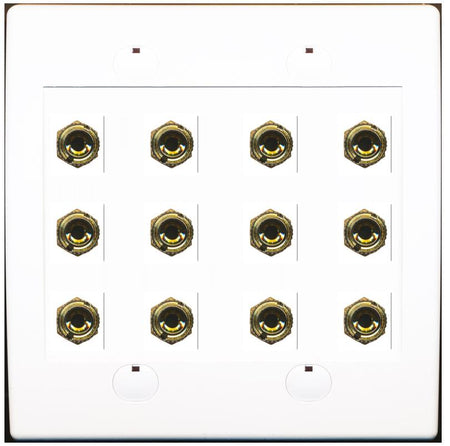 RiteAV 12 Banana 6 Speaker Surround F/F Coupler Binding Post Wall Plate 3 Pack