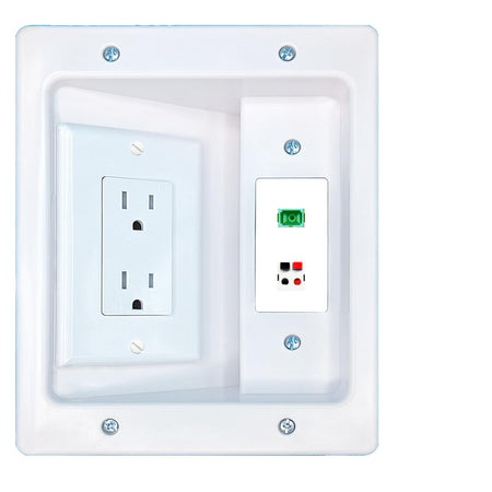 RiteAV SC-APC-SX SPEAKER Recessed Wall Plate Cable Concealer Management Kit with Power Outlet Hides Cords and Cables