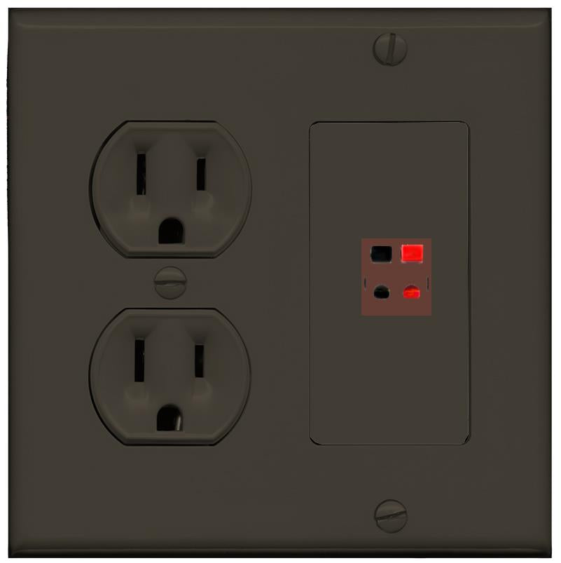 RiteAV SPEAKER Wall Plate with Round Power Outlet [Brown]