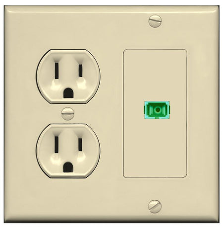 RiteAV SC-APC-SX Wall Plate with Round Power Outlet [Ivory]