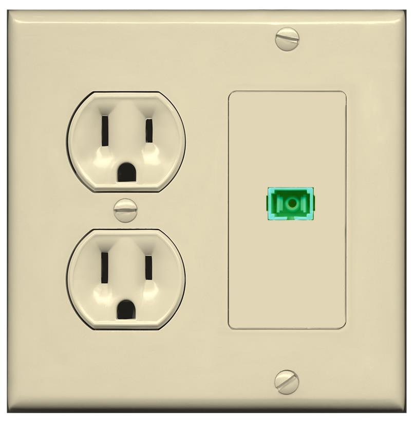 RiteAV SC-APC-SX Wall Plate with Round Power Outlet [Ivory]
