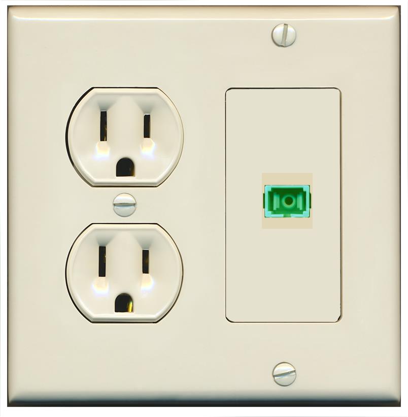 RiteAV SC-APC-SX Wall Plate with Round Power Outlet [Light Almond]