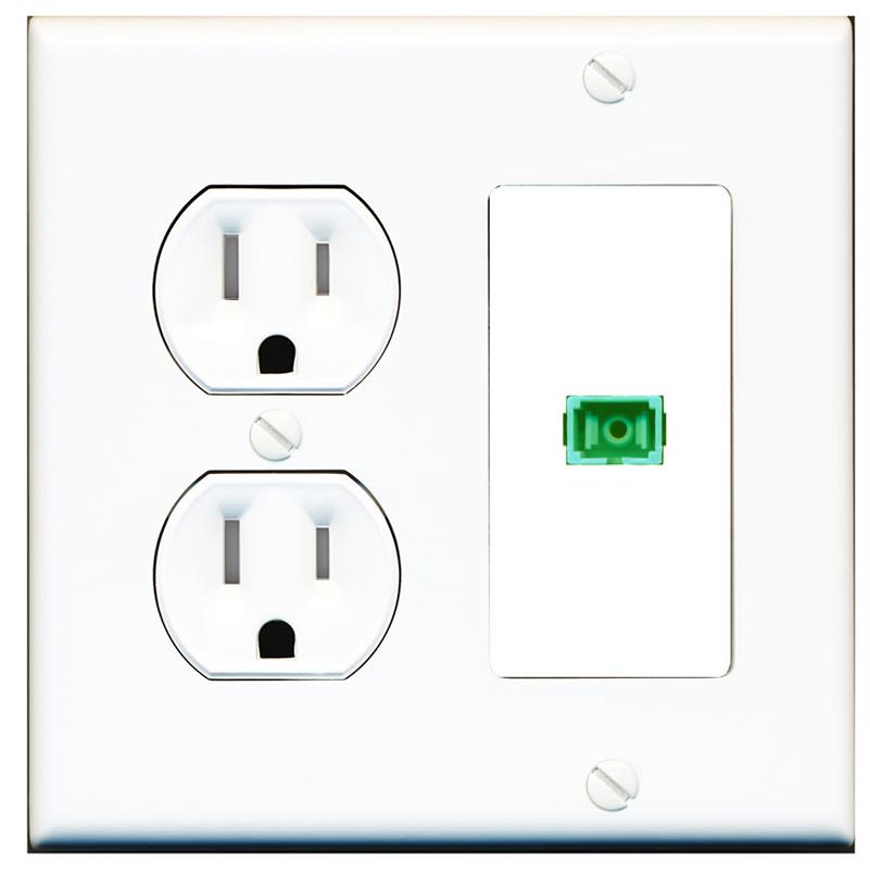 RiteAV SC-APC-SX Wall Plate with Round Tamper Resistant Power Outlet [White]