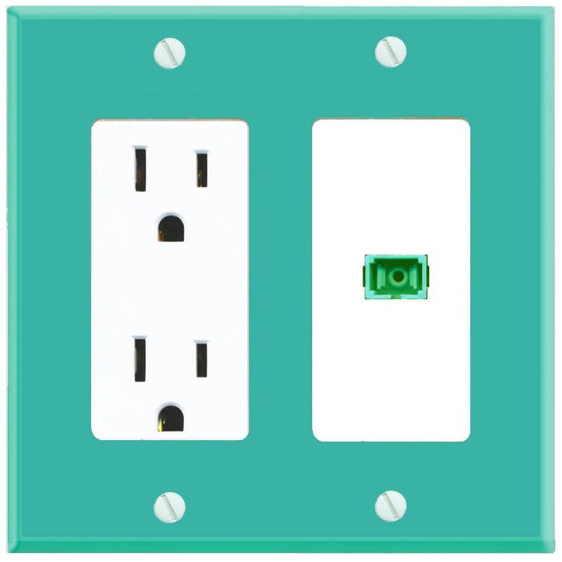 RiteAV SC-APC-SX Wall Plate with Power Outlet [Turquoise-White]