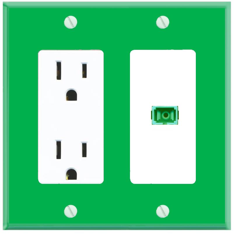RiteAV SC-APC-SX Wall Plate with Power Outlet [Green-White]