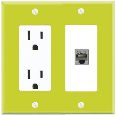 RiteAV CAT6-GRAY Wall Plate with Power Outlet [Pea Green-White]