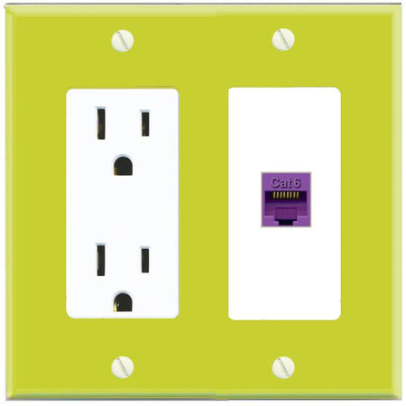 RiteAV CAT6-PURPLE Wall Plate with Power Outlet [Pea Green-White]