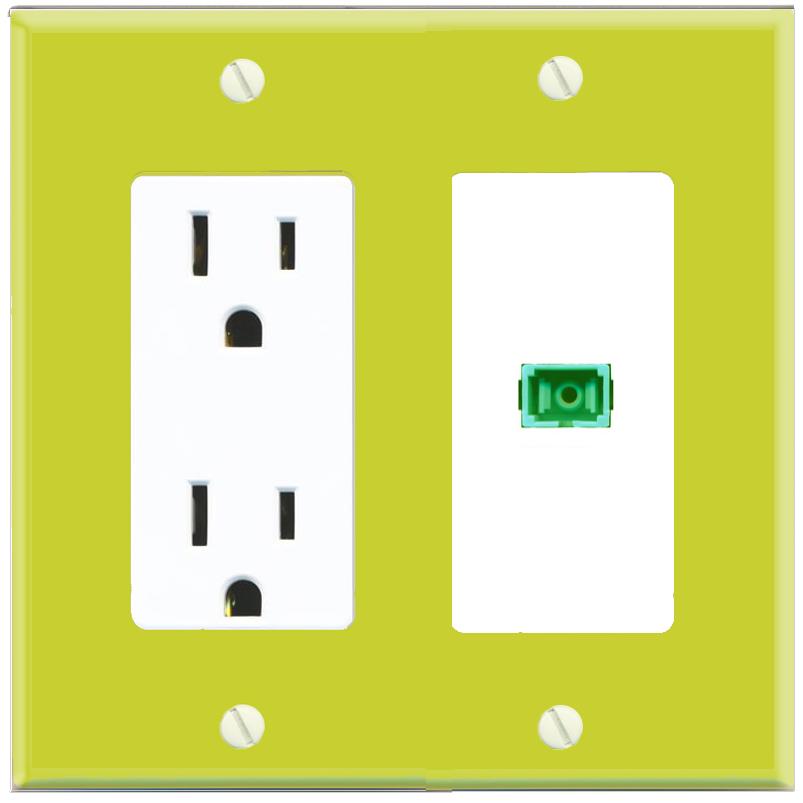 RiteAV SC-APC-SX Wall Plate with Power Outlet [Pea Green-White]