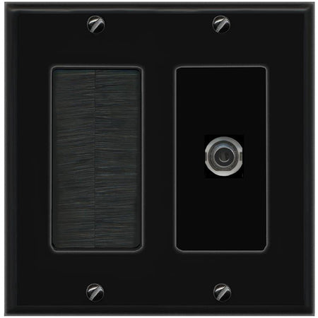 RiteAV 3.5mm Wall Plate with Brush [Black]