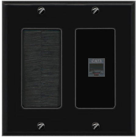 RiteAV PHONE Wall Plate with Brush [Black]