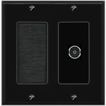 RiteAV TOSLINK Wall Plate with Brush [Black]