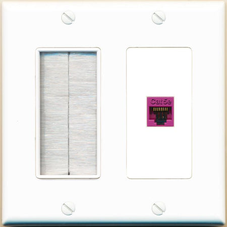 RiteAV CAT5E-PINK Wall Plate with Brush [White]