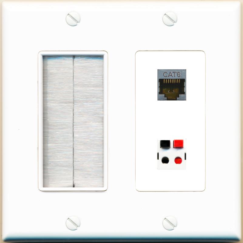 CAT6-SHIELDED SPEAKER Wall Plate [White]