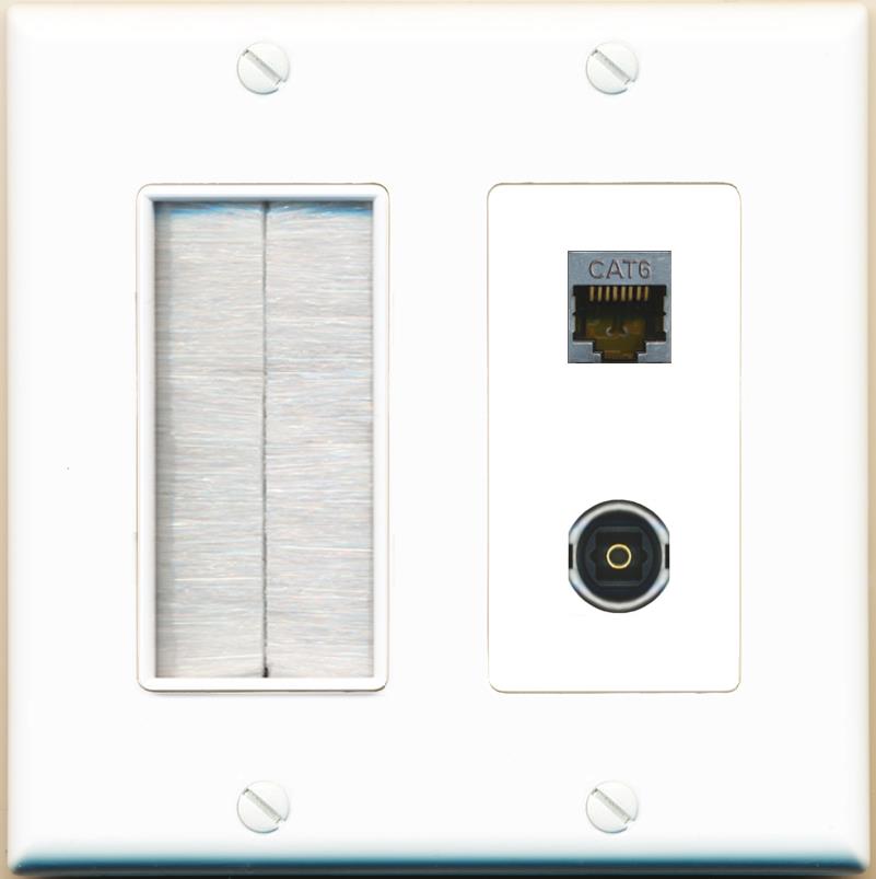 CAT6-SHIELDED TOSLINK Wall Plate [White]