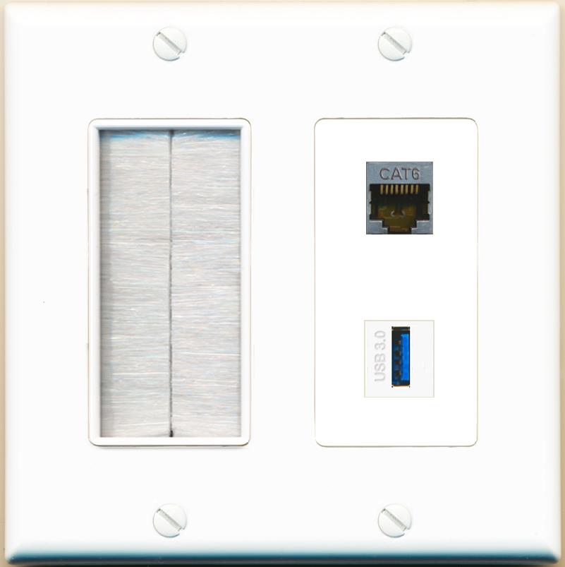 CAT6-SHIELDED USB-3 Wall Plate [White]