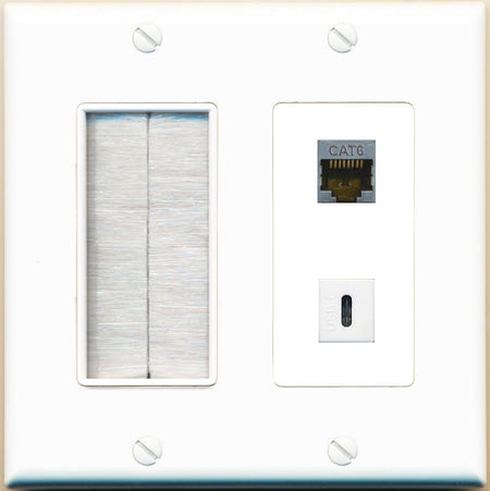 CAT6-SHIELDED USBC Wall Plate [White]