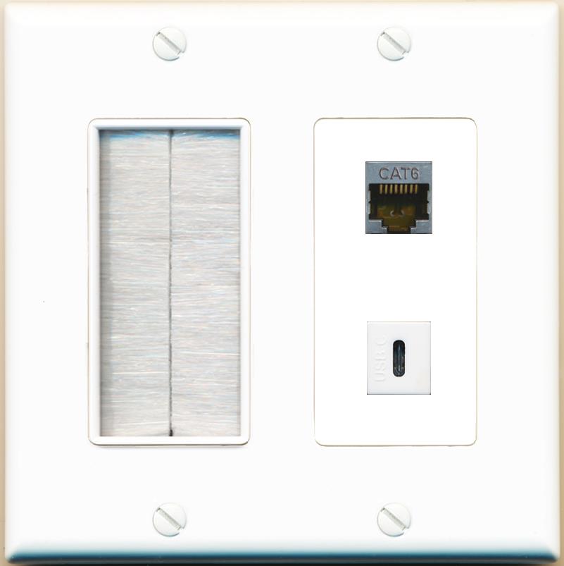 CAT6-SHIELDED USBC Wall Plate [White]