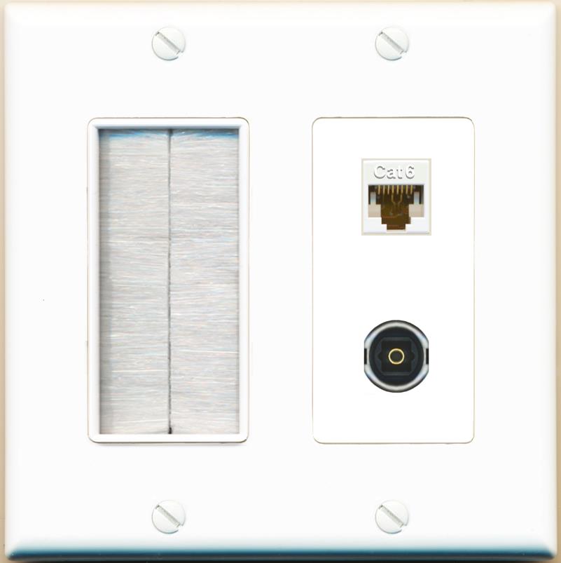 CAT6 TOSLINK Wall Plate [White]