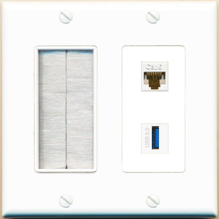 CAT6 USB-3 Wall Plate [White]
