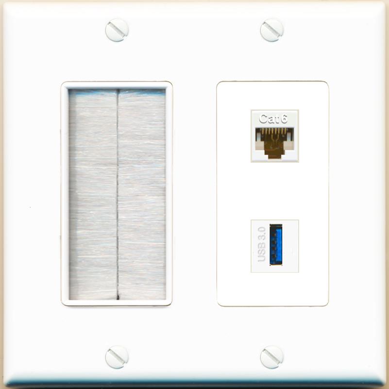 CAT6 USB-3 Wall Plate [White]