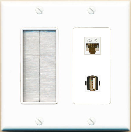 CAT6 USB2 Wall Plate [White]