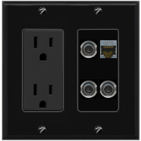 3 3.5mm CAT6-SHIELDED Wall Plate [Black]
