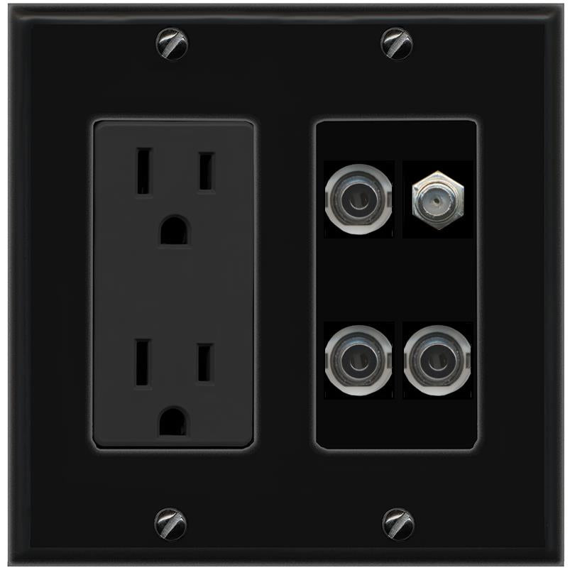 3 3.5mm COAX Wall Plate [Black]