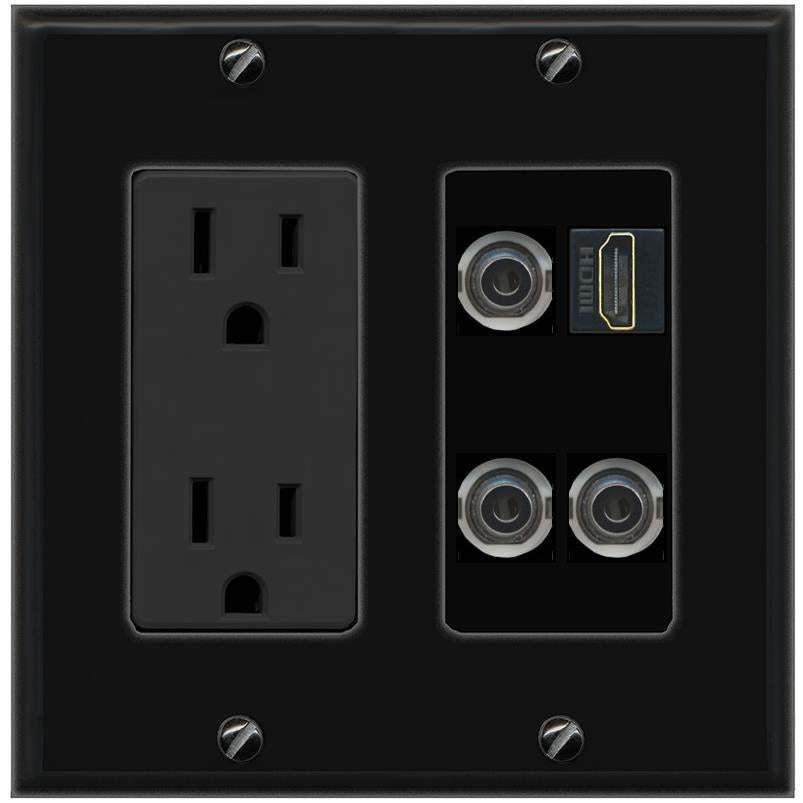 3 3.5mm HDMI Wall Plate [Black]