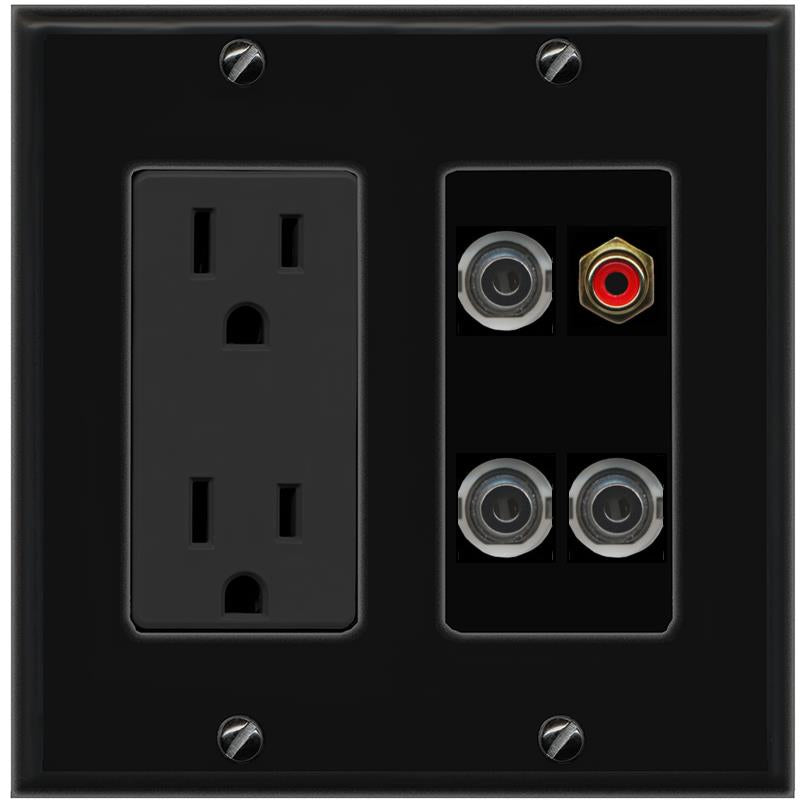 3 3.5mm RCA-RED Wall Plate [Black]