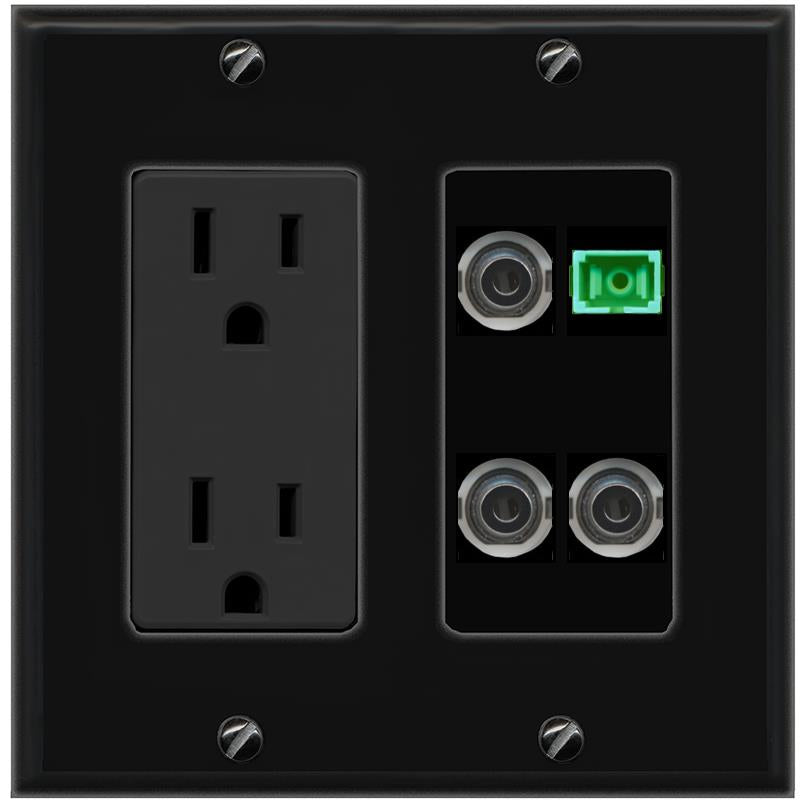 3 3.5mm SC-APC-SX Wall Plate [Black]