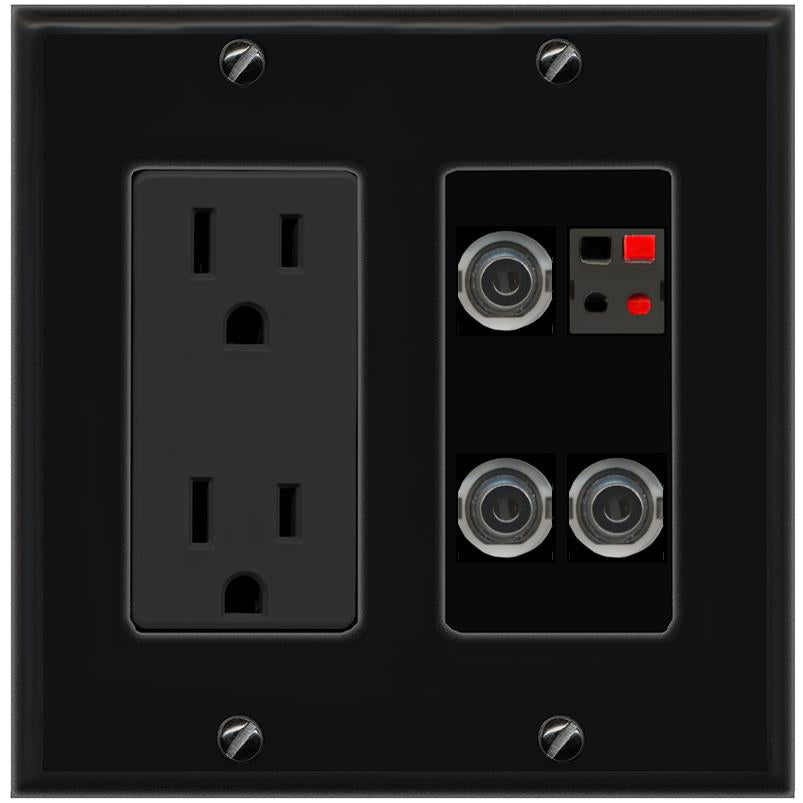3 3.5mm SPEAKER Wall Plate [Black]