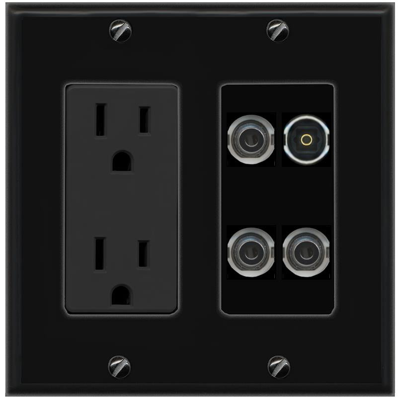 3 3.5mm TOSLINK Wall Plate [Black]