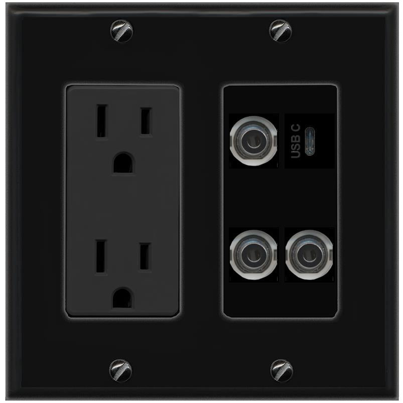 3 3.5mm USBC Wall Plate [Black]