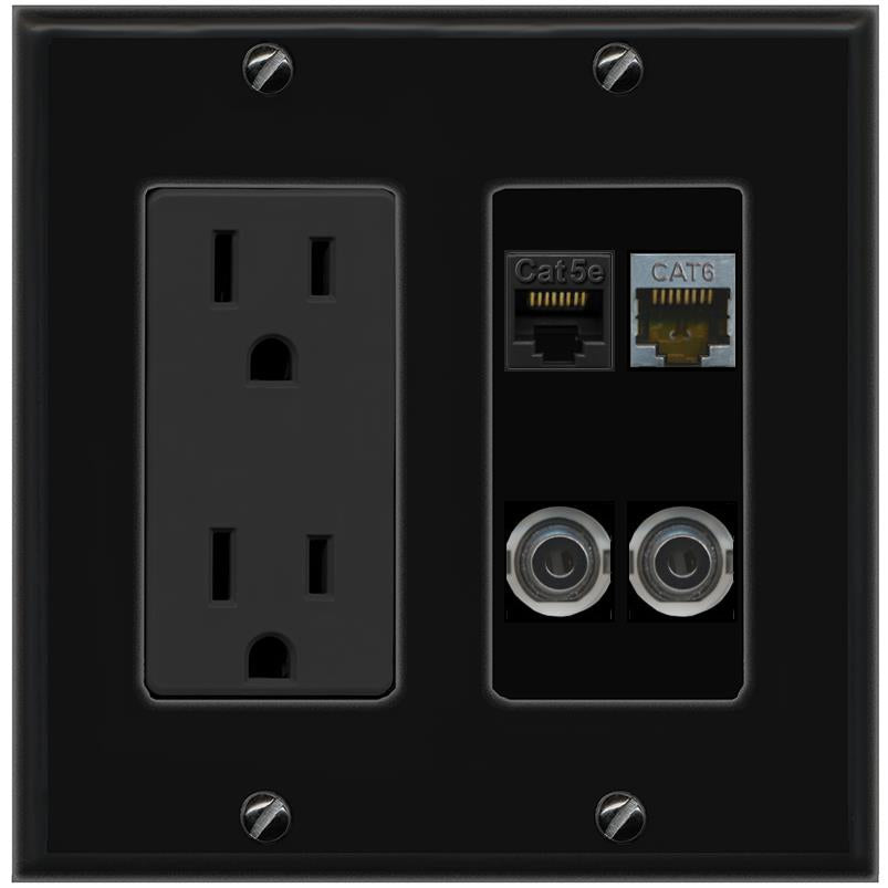 2 3.5mm CAT5E CAT6-SHIELDED Wall Plate [Black]