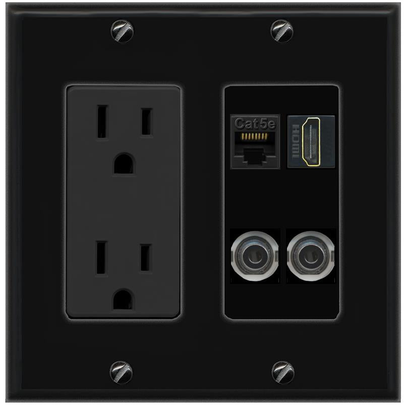 2 3.5mm CAT5E HDMI Wall Plate [Black]