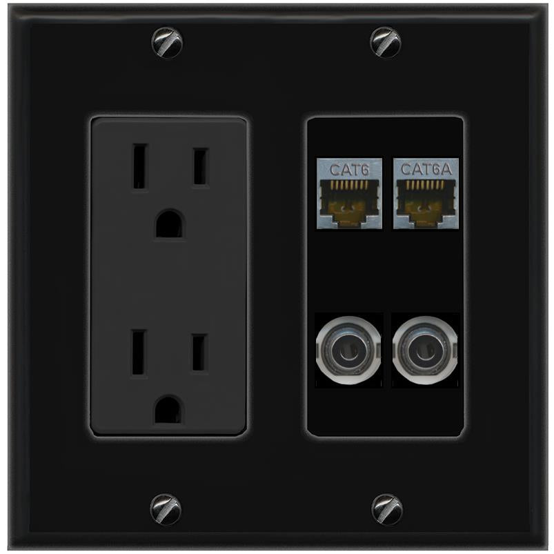 2 3.5mm CAT6-SHIELDED CAT6A Wall Plate [Black]