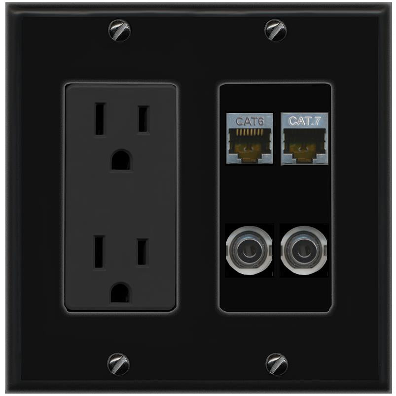 2 3.5mm CAT6-SHIELDED CAT7 Wall Plate [Black]