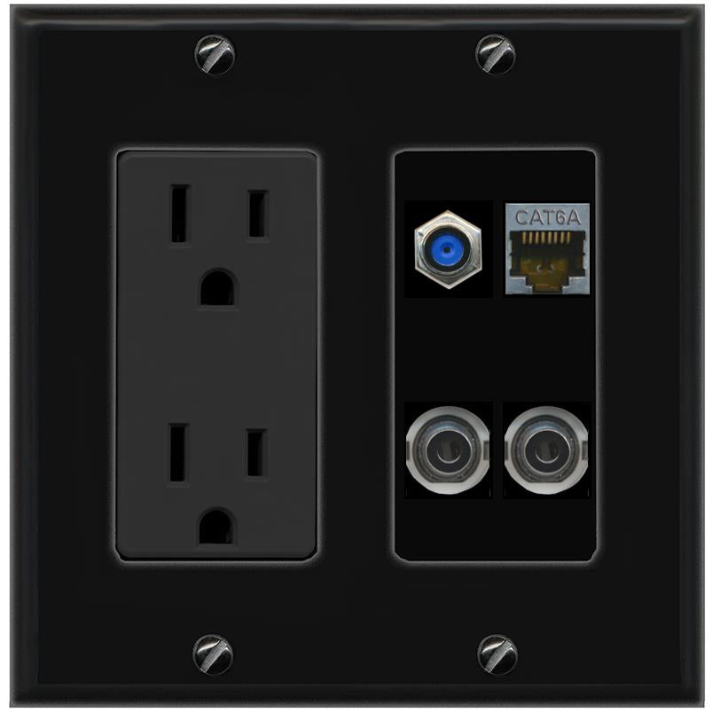 2 3.5mm CAT6A F81 Wall Plate [Black]