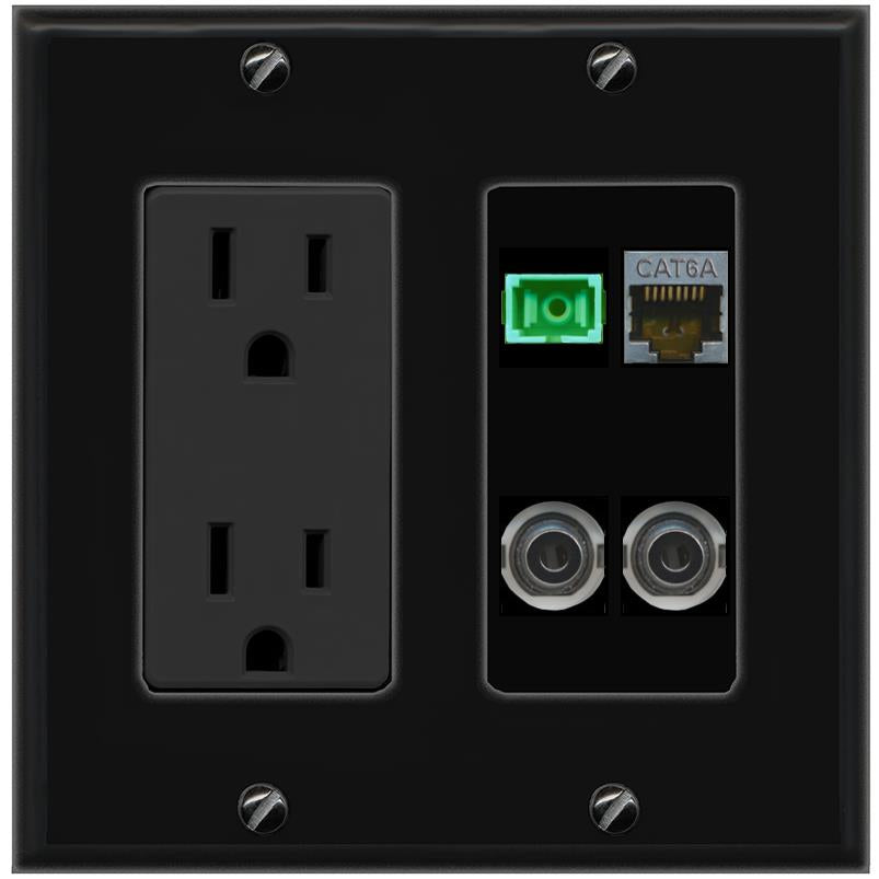 2 3.5mm CAT6A SC-APC-SX Wall Plate [Black]