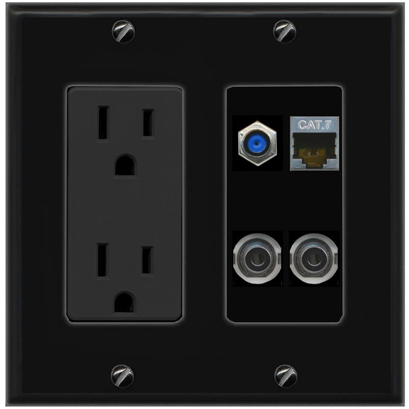 2 3.5mm CAT7 F81 Wall Plate [Black]