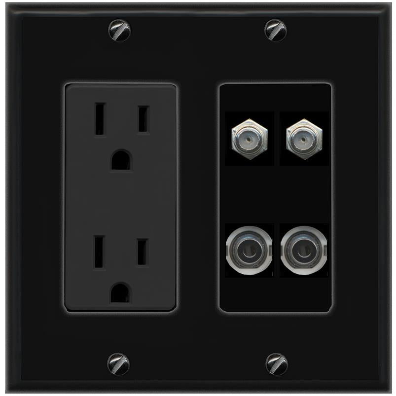 2 3.5mm 2 COAX Wall Plate [Black]