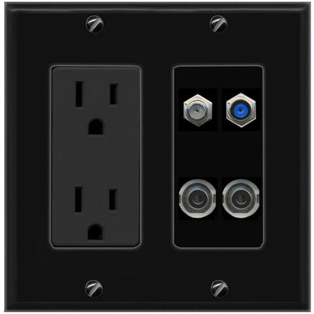 2 3.5mm COAX F81 Wall Plate [Black]