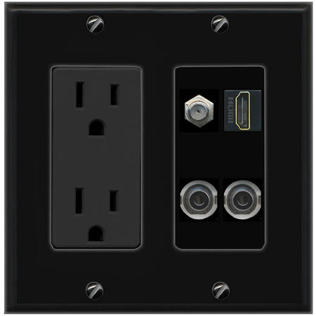 2 3.5mm COAX HDMI Wall Plate [Black]